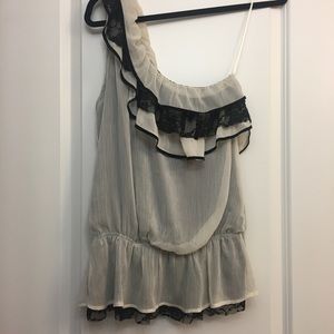 GUESS One Shoulder Ruffle Top